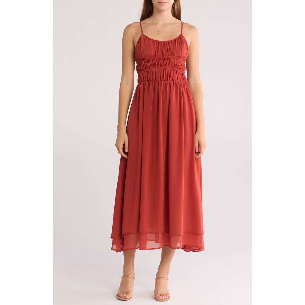WISHLIST WISHLIST MESH TIERED MIDI DRESS