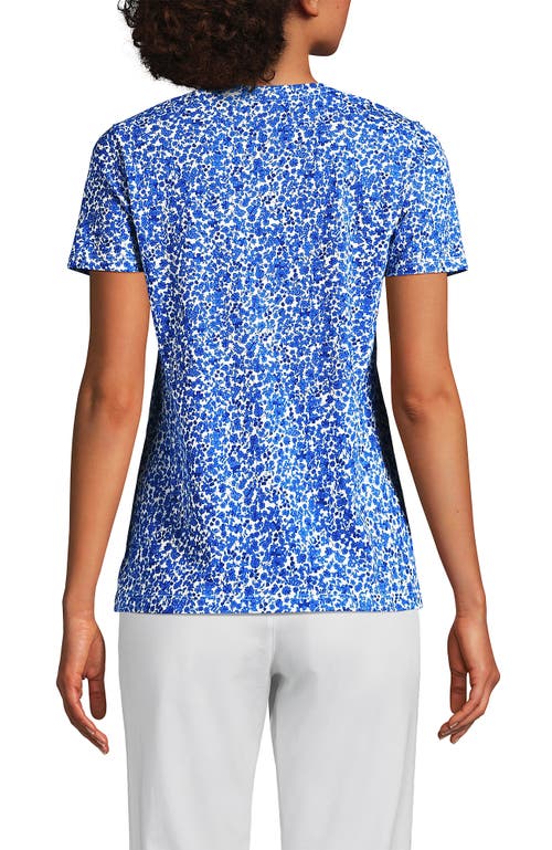 Shop Lands' End Relaxed Supima Cotton V-neck T-shirt In Ivory/vista Blue Flowers