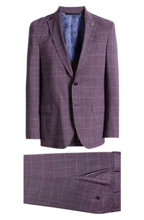 Shop Ted Baker London Karl Slim Fit Plaid Stretch Wool Blend Suit In Berry