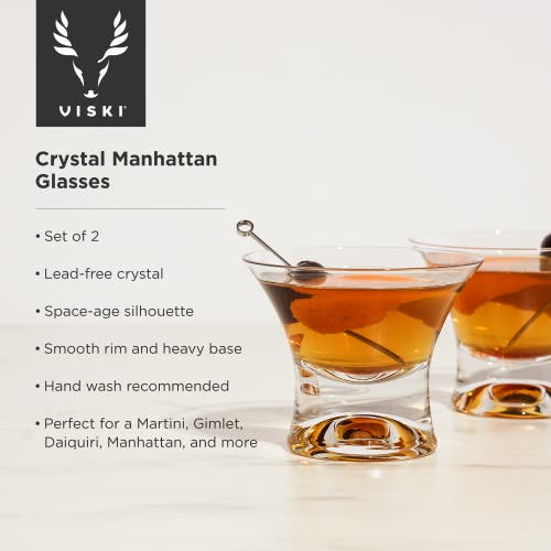 Viski Set Of 2 Raye Manhattan Glasses In Clear