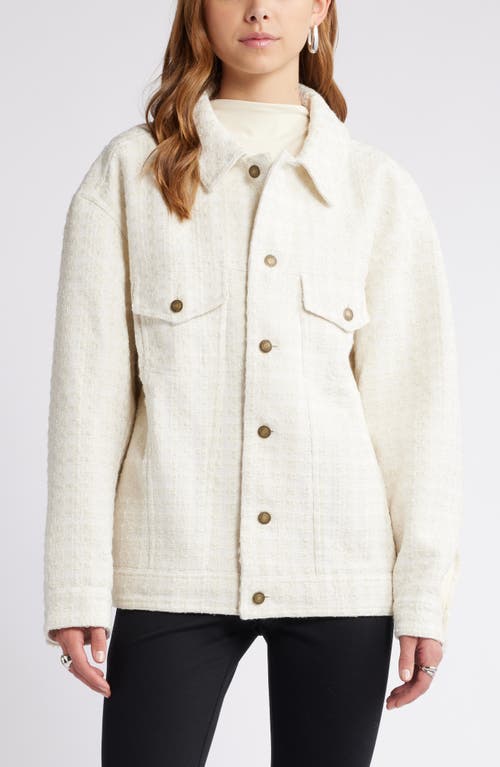 Open Edit Oversize Tweed Trucker Jacket In Ivory Dove