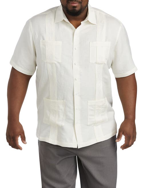 Oak Hill Embroidered Panel Sport Shirt In White