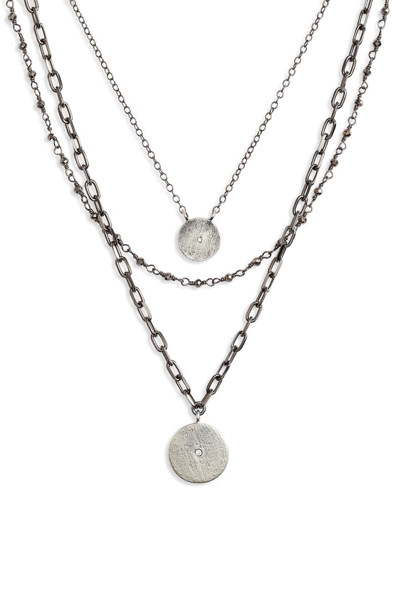 ELA RAE Triple Layer Necklace, Main, color, BLACK