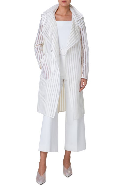 Akris punto Mesh Stripe Hooded Coat Cream at Nordstrom,