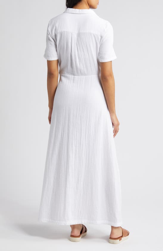 Shop Caslon Vacation Tie Front Gauze Shirtdress In White