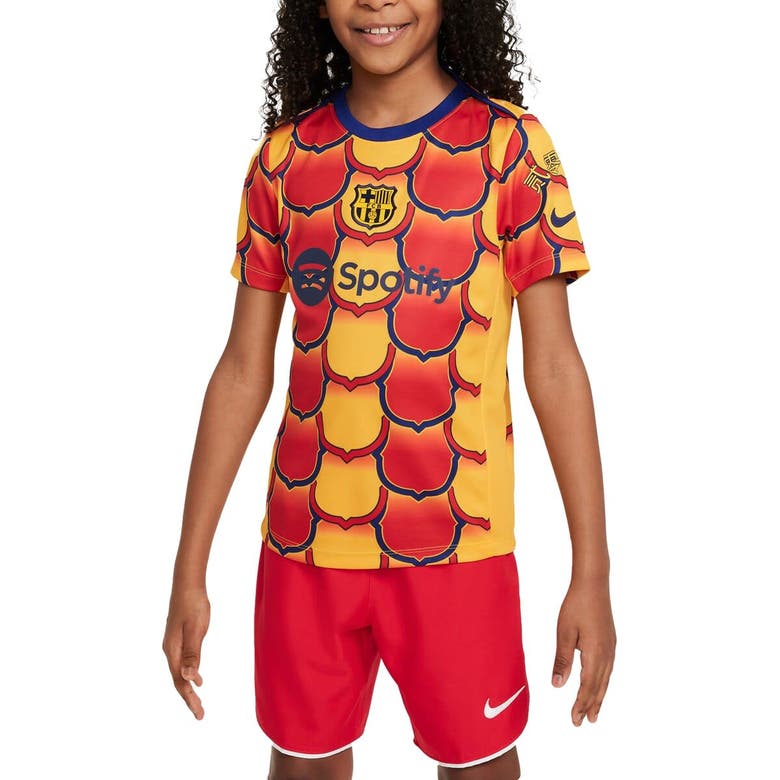 Shop Nike Youth  Gold Barcelona 2023/24 Drac Pack Academy Pro Pre-match Top