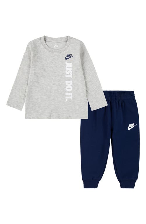 Shop Nike Just Do It Long Sleeve Graphic T-shirt & Joggers Set In Midnight Navy