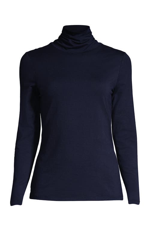 Shop Lands' End Plus Size Lightweight Jersey Skimming Long Sleeve Turtleneck In Radiant Navy