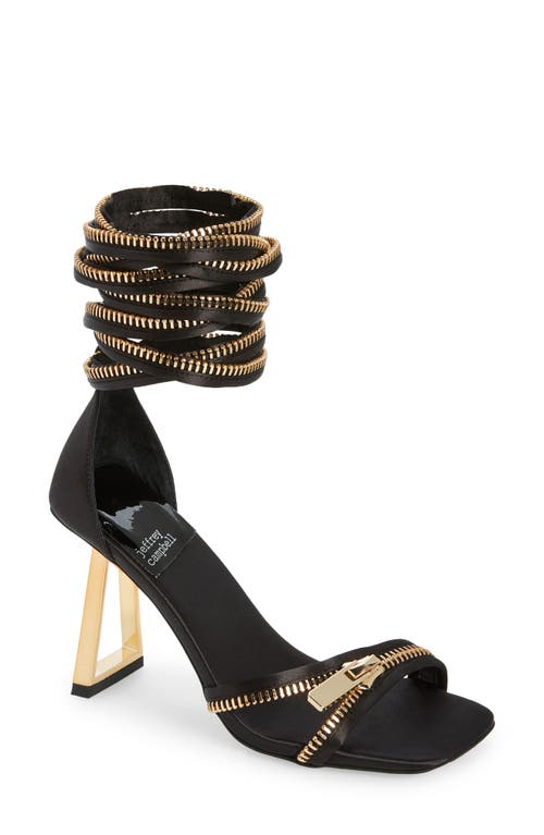 Jeffrey Campbell Zipped-Up Sandal Satin Gold at Nordstrom,