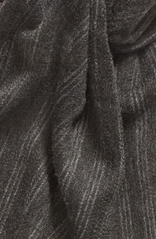 Andrew Stewart Chalk Stripe Reversible Double Face Cashmere Scarf In Charcoal