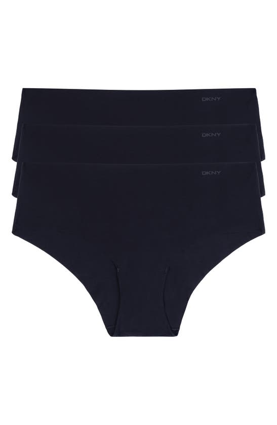 Shop Dkny Litewear Cut Anywhere Assorted 3-pack Hipster Briefs In Dk Black