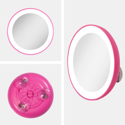Zadro Lighted Compact Mirror With 10x Magnification & Suction Cup In Pink
