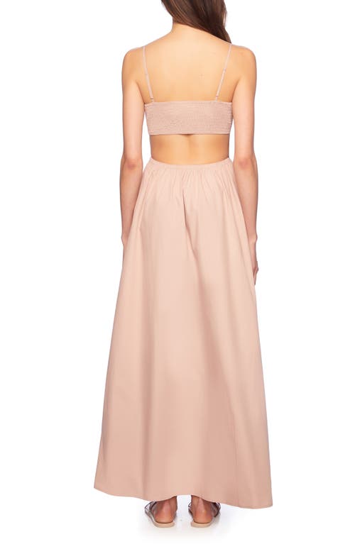 Shop Susana Monaco Cutout Cotton Poplin Maxi Sundress In Chamoisee