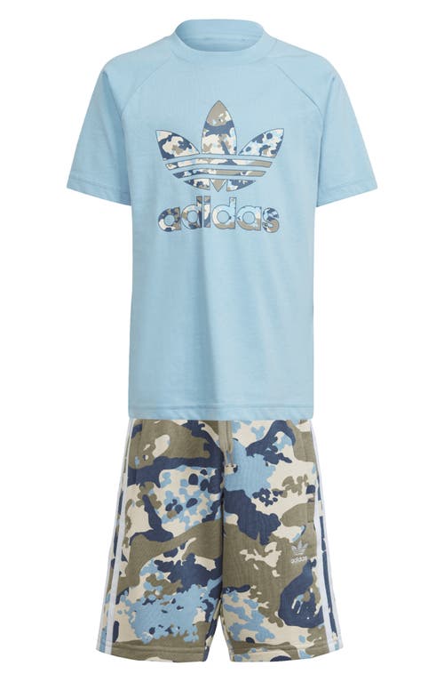 adidas Kids' Camo Graphic T-Shirt & Shorts Set Clear Sky at Nordstrom,