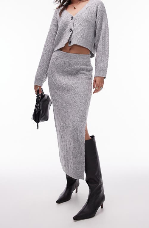 Shop Topshop Cable Sweater Skirt In Grey