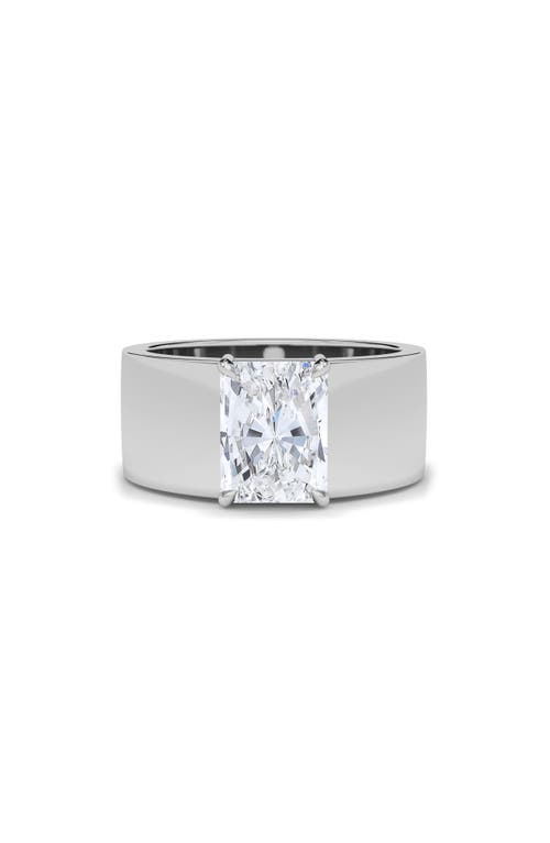 Hautecarat Radiant Cut Cigar Lab Created Diamond Ring In 2.00ctw 18k White Gold