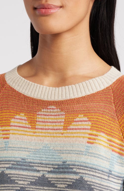 Shop Pendleton Jacquard Cotton Crewneck Sweater In Rust/blue Multi