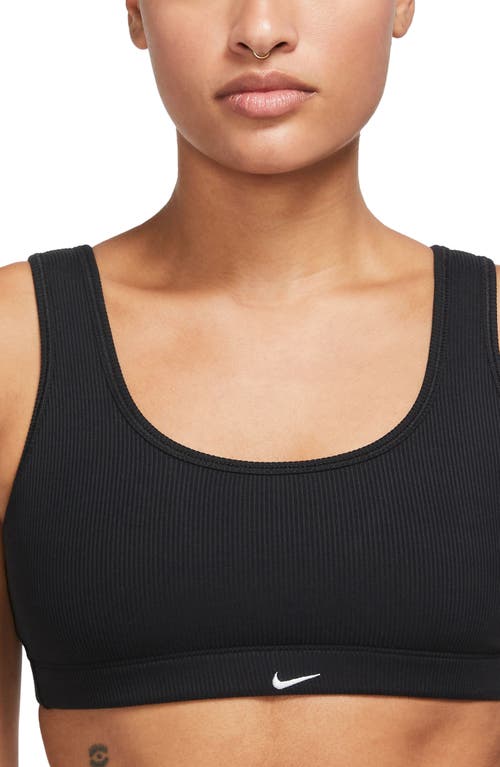 Shop Nike Alate All U Rib Sports Bra In Black/black/white