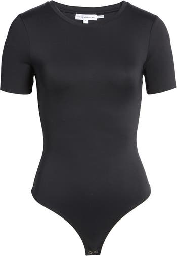 Women's Crew Neck Short Sleeve Bodysuit Seamless Ribbed Triangle T-shirt  Tops Basic Shapewear Jumpsuit Leotard
