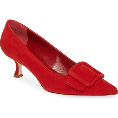 Manolo Blahnik Maysale Buckle Pump, Red