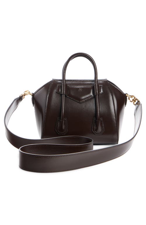 Shop Givenchy Toy Antigona Lock Leather Satchel In Ebony Brown