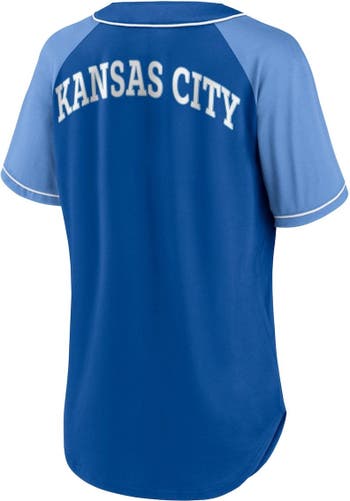 Women's White Kansas City Royals Raglan V-Neck Jersey T-Shirt