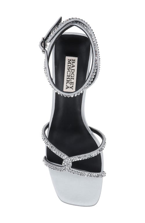 Shop Badgley Mischka Collection Brisa Ankle Strap Sandal In Silver Satin