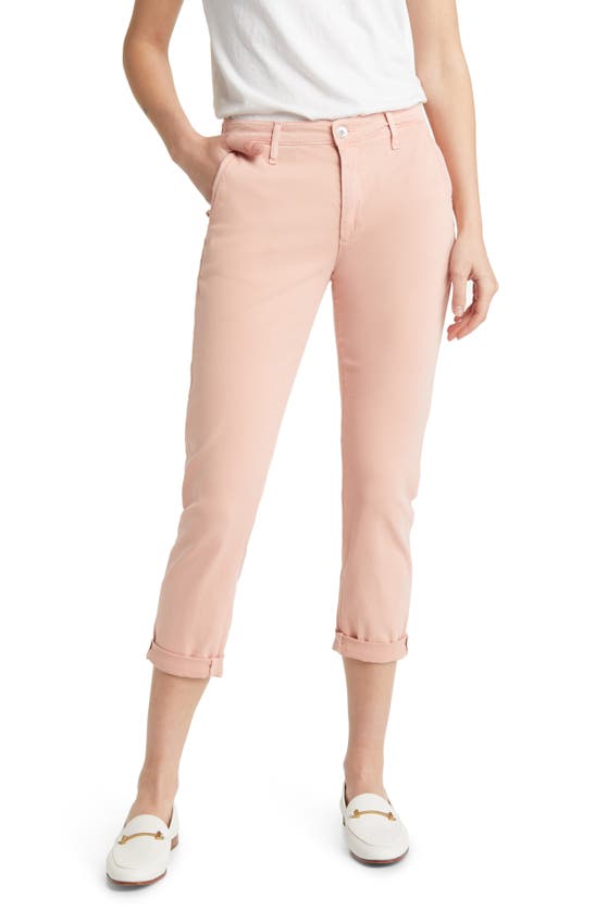 Ag Caden Crop Twill Trousers In Sulfur Blush Paradise