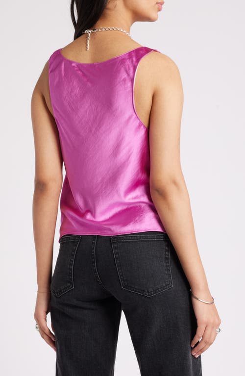 Shop Open Edit Scoop Neck Satin Tank In Pink Rosebud