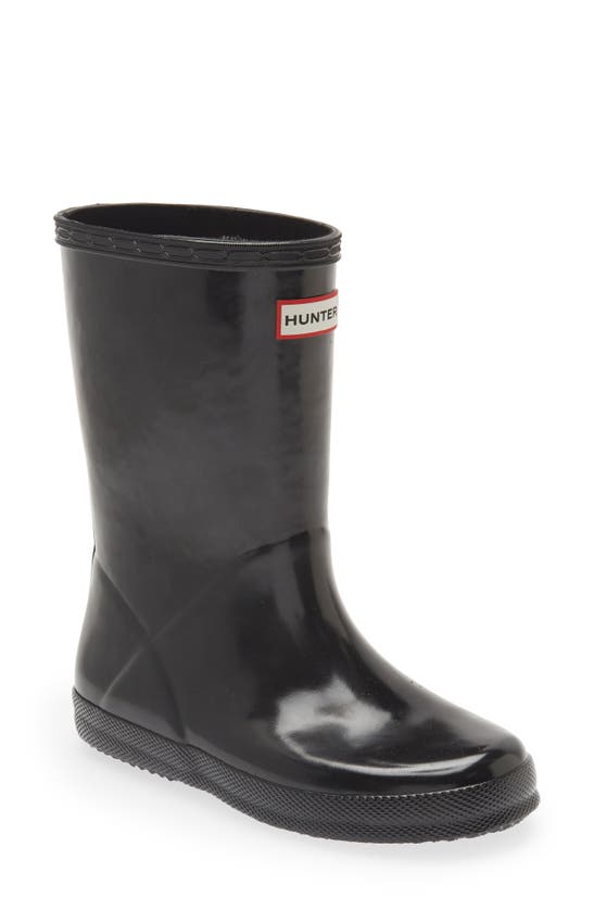 Hunter Kids' First Gloss Waterproof Rain Boot In Black