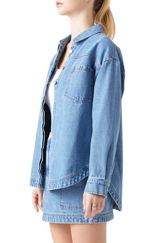 Grey Lab Oversize Denim Button-up Shirt In Denim