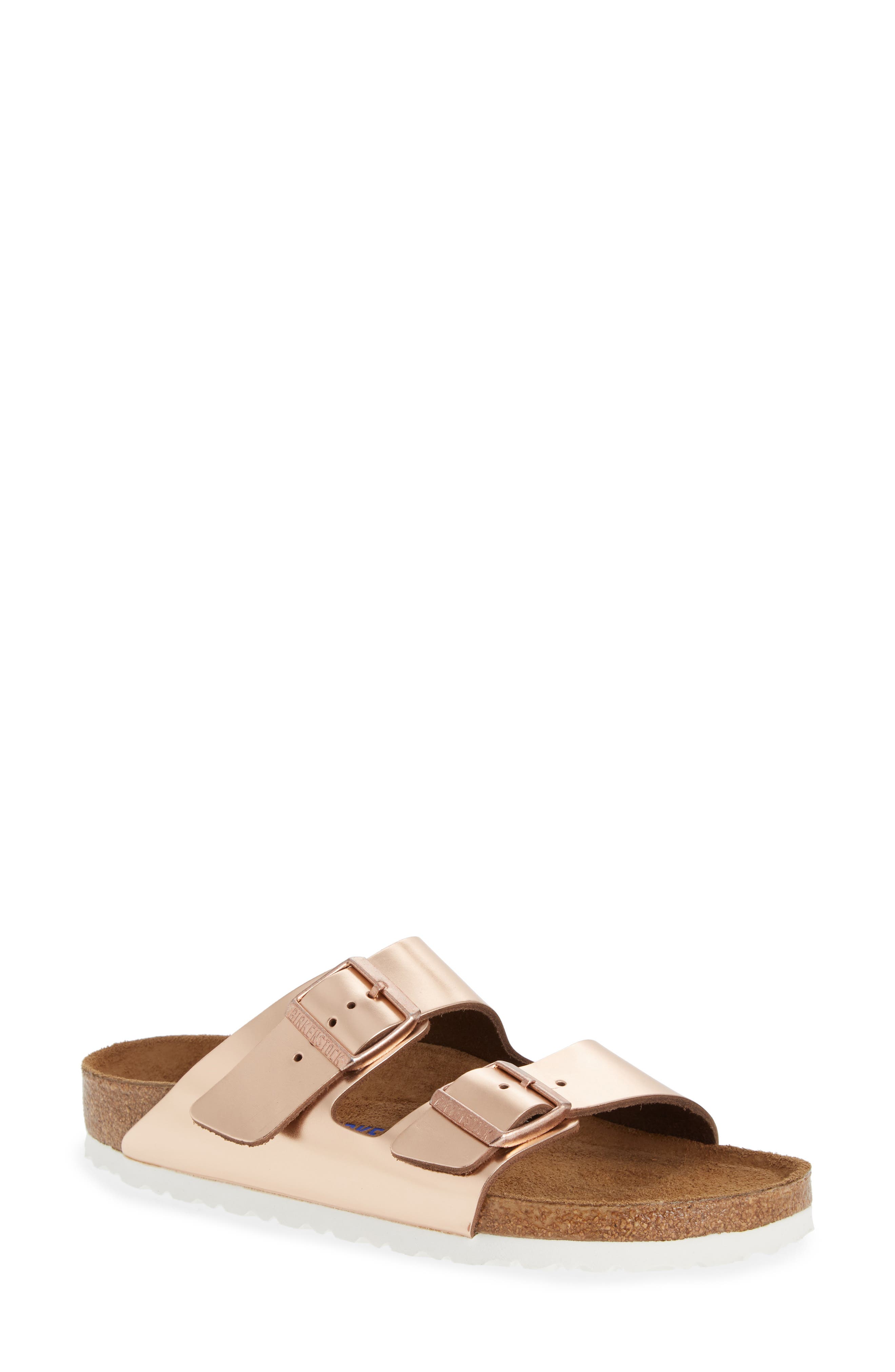 Birkenstock Arizona Soft Footbed Sandal in Copper Leather at Nordstrom, Size 5-5.5Us