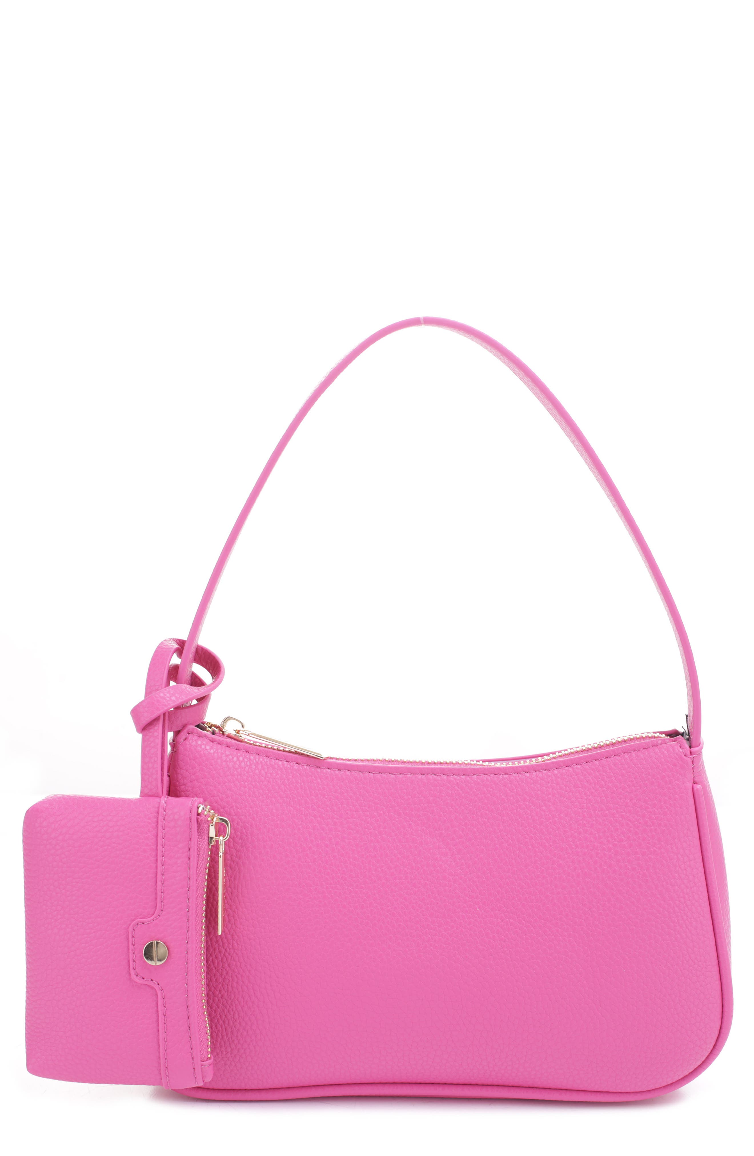 Mali + Lili Mali Recycled Vegan Leather Baguette Shoulder Bag in Hot Pick 