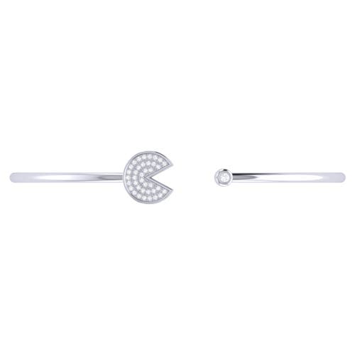 Luvmyjewelry Pac Man Candy Sterling Silver Diamond Adjustable Cuff In Silver
