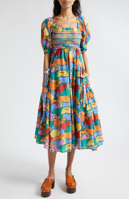 FARM Rio Fruit Landscape Cotton Blend Midi Dress at Nordstrom,