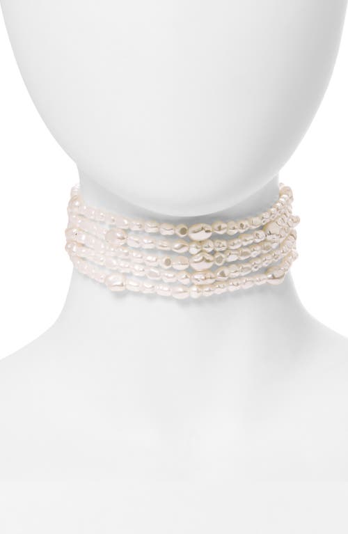 Shop Open Edit Faux Pearl Multistrand Choker Necklace In White- Gold