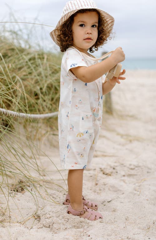 Shop Pehr Beach Print Organic Cotton Romper In Surf