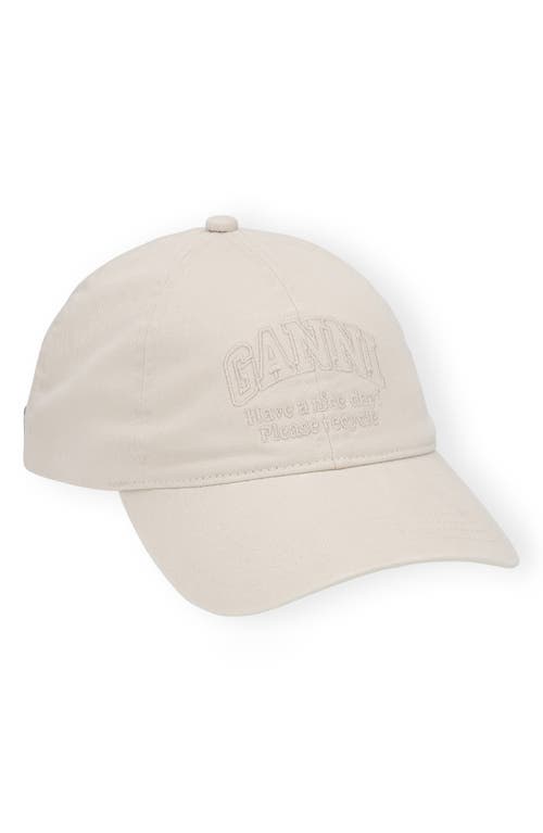 Shop Ganni Patch Baseball Cap In Egret