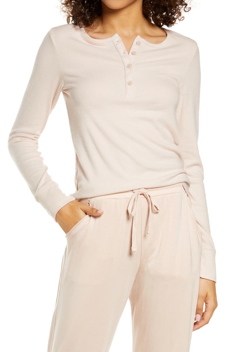 TOMMY JOHN Lounge Henley Tee, Main, color, ROSE DUST
