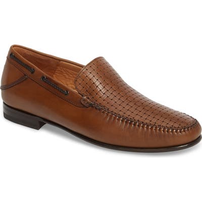 Mezlan Jano Embossed Moc-Toe Loafer- Brown