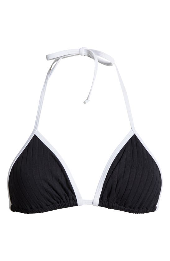 Shop Solid & Striped Iris Rib Bikini Top In Blackout