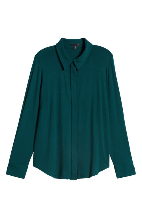Universal Standard Elbe Button-up Shirt In Forest Green