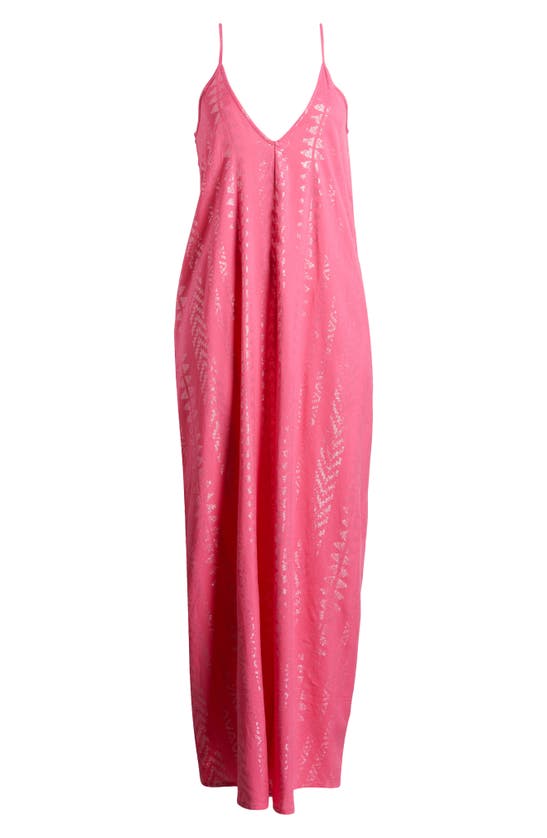 Shop Elan V-neck Cover-up Maxi Slipdress In Pink/ Silver