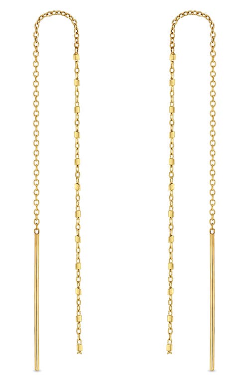 Shop Zoë Chicco Square Bead Chain Drop Threader Earrings In Yellow Gold