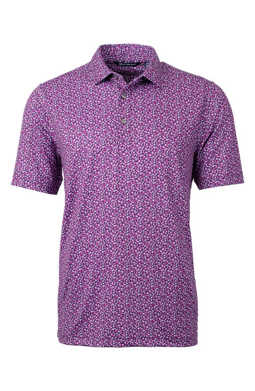 Shop Cutter & Buck Magnolia Scatter Print Performance Polo In Gelato/navy Blue