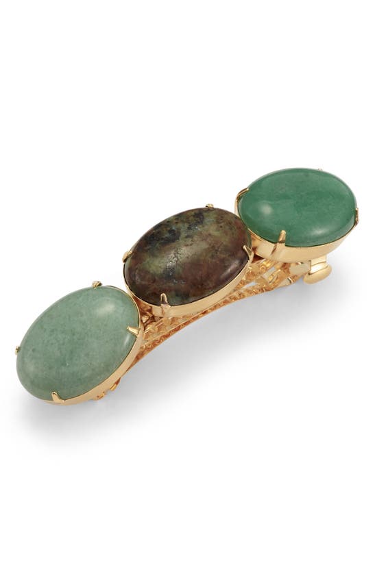 Shop Lelet Ny Kaia Stone Barrette In Jade And African Turquoise