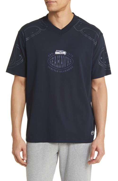 Shop Hugo Boss Boss X Nfl Tackle Graphic T-shirt In Seattle Seahawks Dark Blue