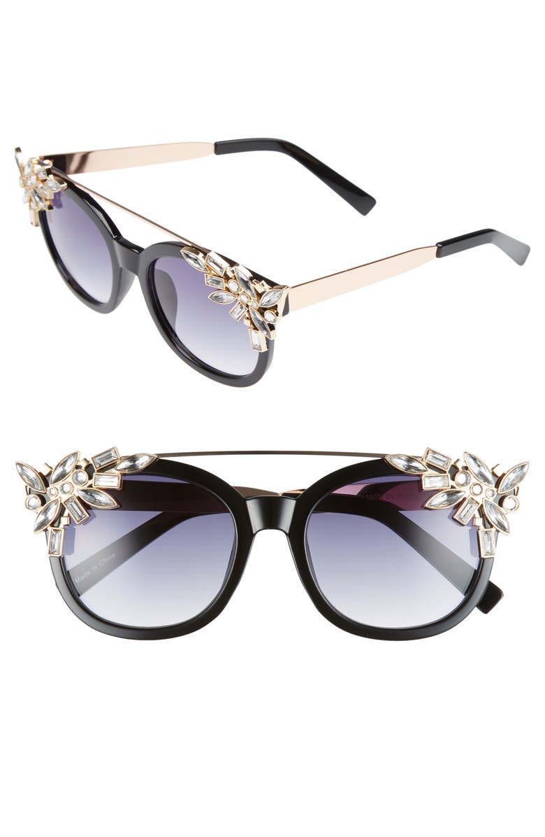 Leith 51mm Crystal Embellished Square Sunglasses | Nordstrom