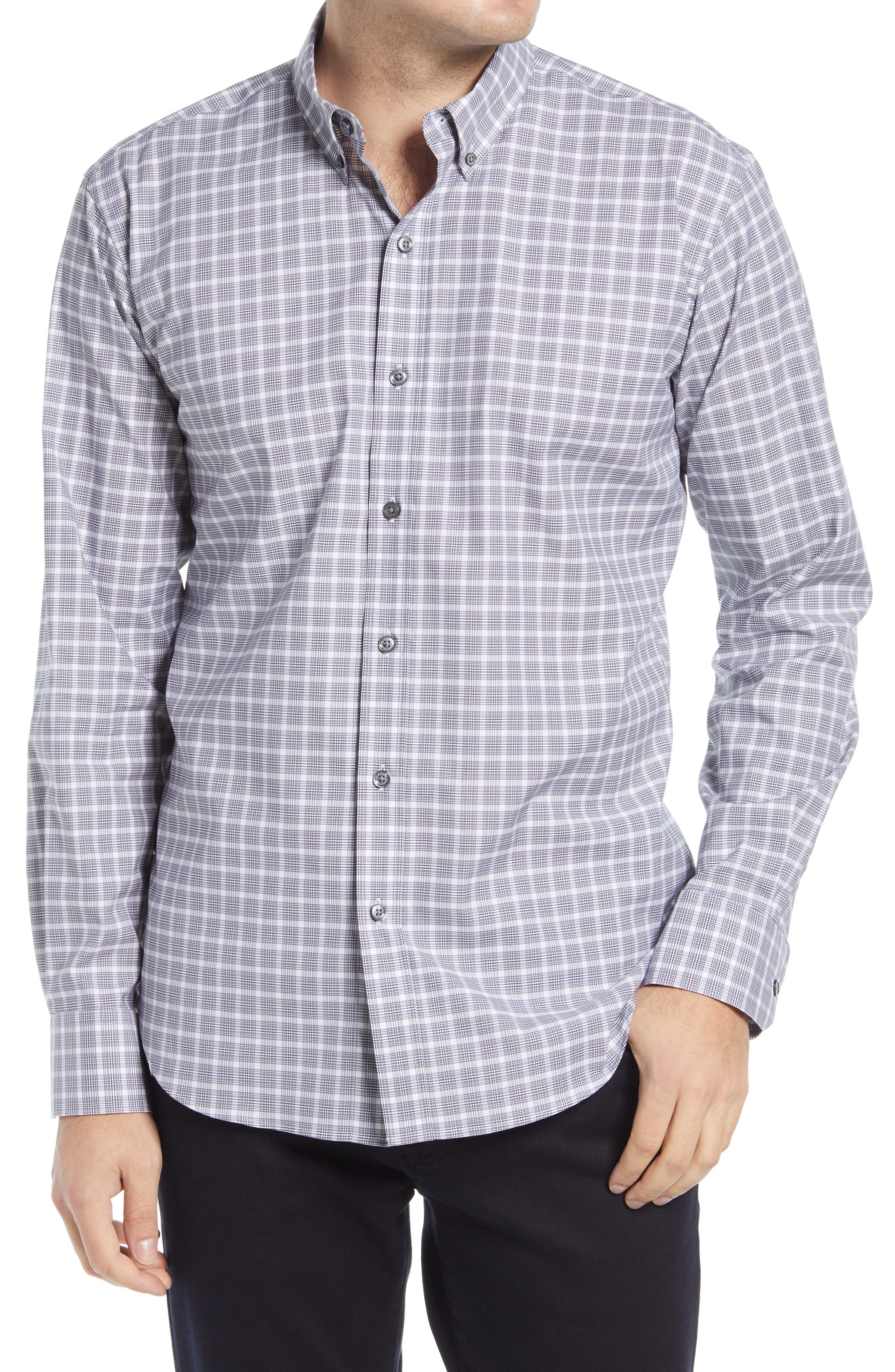 Bugatchi Shaped Fit Plaid Stretch 
