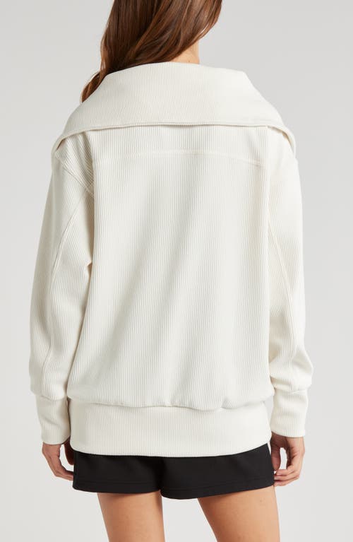 Shop Zella Ottoman Rib Zip Jacket In Ivory Egret